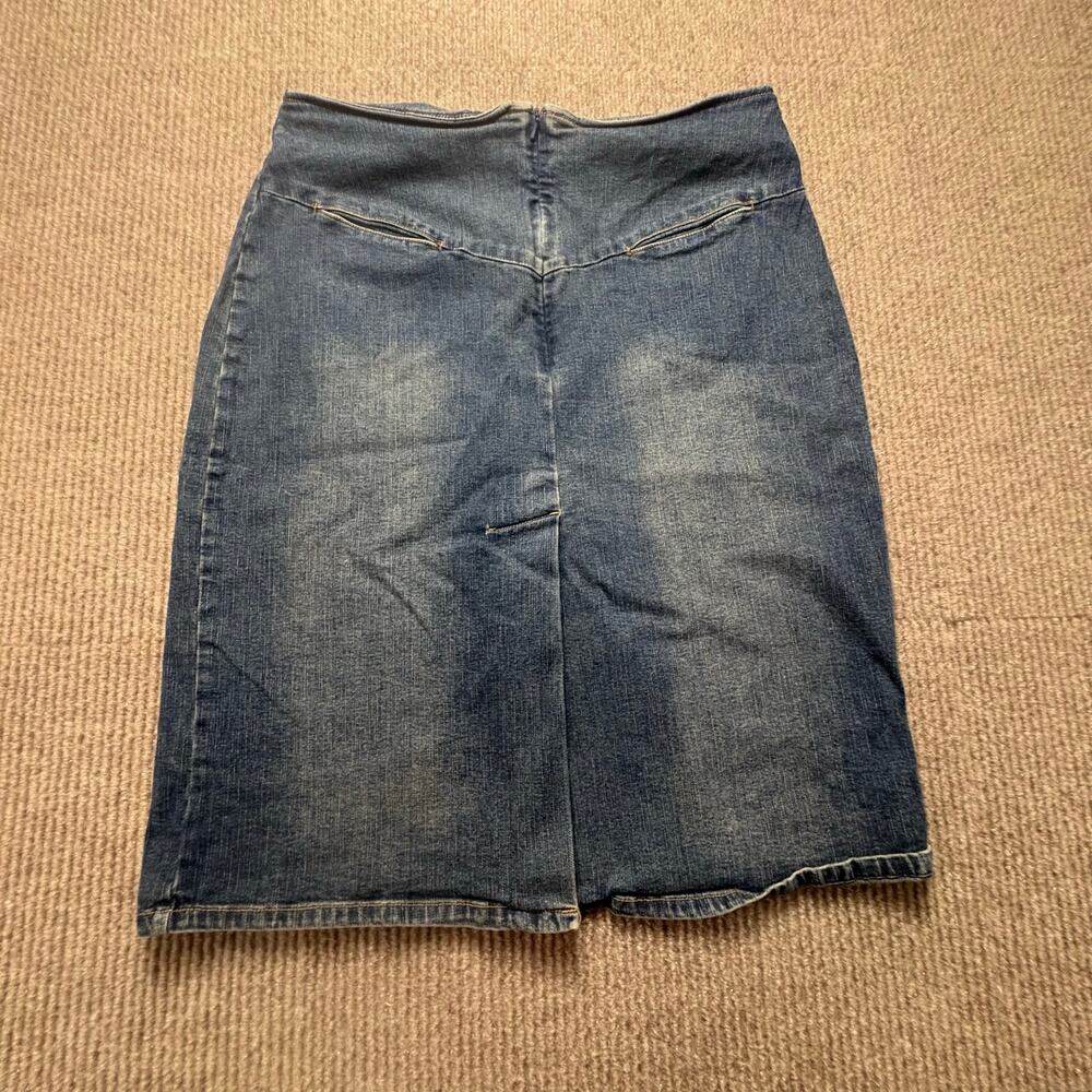 Y2K Mossimo Low Rise Denim Skirt Womens Size 8 Blue Knee Length Stretch Jean